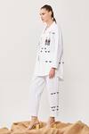 Shahin Mannan_White Poplin Embroidered Thread Work Coca Love Shirt And Pant Set  _Online_at_Aza_Fashions