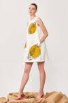 Buy_Shahin Mannan_White Broadcloth Moon Branch Embroidered Dress_at_Aza_Fashions