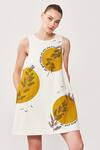 Shop_Shahin Mannan_White Broadcloth Moon Branch Embroidered Dress_Online_at_Aza_Fashions