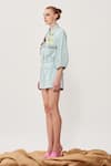 Shahin Mannan_Blue Thin Washed Denim Flap Pocket Shorts _Online_at_Aza_Fashions