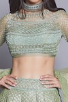 Buy_JADE BY MONICA & KARISHMA_Green Raw Silk Round Embroidered Bridal Lehenga Set _Online_at_Aza_Fashions