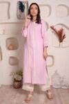 Buy_Surabhi Arya_Purple Linen Lace And Thread Round Kurta & Palazzo Set _Online_at_Aza_Fashions