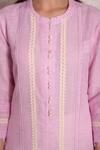 Shop_Surabhi Arya_Purple Linen Lace And Thread Round Kurta & Palazzo Set _Online_at_Aza_Fashions