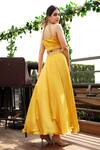 Shop Surabhi Arya Yellow Hammer Satin Halter Crop Top And Skirt Set at Aza Fashions Shop_Surabhi Arya_Yellow Hammer Satin Halter Crop Top And Skirt Set_at_Aza_Fashions