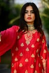 Shop_Surabhi Arya_Red Kurta And Pant Chanderi Dupatta Chiffon Round Set _Online_at_Aza_Fashions