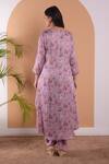 Shop_Surabhi Arya_Purple Modal Satin Floral, Sequin And Beads Work Asymmetric Kurta & Tulip Pant Set_at_Aza_Fashions