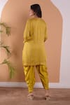 Shop_Surabhi Arya_Yellow Modal Satin Floral, Sequin And Beads Work Printed Kurta & Dhoti Pant Set_at_Aza_Fashions