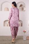 Shop_Surabhi Arya_Purple Modal Satin Floral, Sequin And Beads Work Printed Kurta & Dhoti Pant Set_at_Aza_Fashions