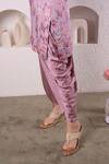 Surabhi Arya_Purple Modal Satin Floral, Sequin And Beads Work Printed Kurta & Dhoti Pant Set_at_Aza_Fashions