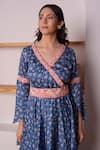 Shop_Surabhi Arya_Blue Modal Satin Printed Andembroidered Floral Surplice Angarkha & Gharara Set _Online_at_Aza_Fashions