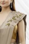 Kommal Sood_Beige Satin Embroidered Pre-draped Saree_at_Aza_Fashions