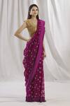 Kommal Sood_Purple Net Floral Embroidered Saree_Online_at_Aza_Fashions