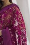 Kommal Sood_Purple Net Floral Embroidered Saree_at_Aza_Fashions