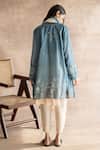 Shop_Swatti Kapoor_Blue Block Prints Sakae Hand Scarf _at_Aza_Fashions