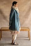 Swatti Kapoor_Blue Block Prints Sakae Hand Scarf _Online_at_Aza_Fashions