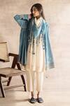 Buy_Swatti Kapoor_Blue Block Prints Sakae Hand Scarf _Online_at_Aza_Fashions