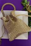 Buy_Nayaab By Sonia_Gold Embroidery, Tassels Potli _at_Aza_Fashions