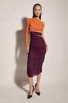 Buy Sameer Madan Purple Stretch Net And Jersey One Shoulder Midi Dress at Aza Fashions Buy_Sameer Madan_Purple Stretch Net And Jersey One Shoulder Midi Dress _at_Aza_Fashions