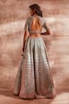 Shop_Studio Iris India_Green Organza V Neck Bridal Lehenga Set _at_Aza_Fashions