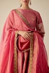 Shop_Mimamsaa_Magenta Tissue Woven Floral Sampadaa Dupatta  _Online_at_Aza_Fashions