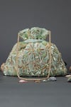 Buy_Eena_Green Embellished Potli Bag _at_Aza_Fashions