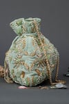 Buy_Eena_Green Embellished Potli Bag _Online_at_Aza_Fashions