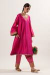Heena Kochhar_Pink Chanderi Kurta Salwar Set_Online_at_Aza_Fashions