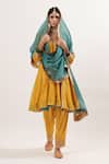 Buy_Heena Kochhar_Yellow Chanderi Anarkali Salwar Set_at_Aza_Fashions