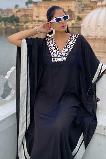 Multi Color Viscose Zari Real Mirror Hand Work Kaftan main image 0
