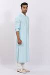 Sankalan - Men_Blue Cotton Silk Pintuck Detailed Kurta_Online_at_Aza_Fashions