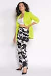 Shop_Mandira Wirk_Green Scuba Lapel Front Open Jacket _at_Aza_Fashions