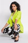 Mandira Wirk_Green Scuba Lapel Front Open Jacket _Online_at_Aza_Fashions