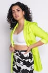 Buy_Mandira Wirk_Green Scuba Lapel Front Open Jacket _at_Aza_Fashions