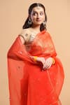 Buy_Ruar India_Orange Organza Embroidery Round Saree With Blouse  _Online_at_Aza_Fashions