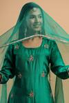 Ruar India_Green Kurta And Pant Silk Dupatta Organza Embroidery U Neck Set  _Online_at_Aza_Fashions