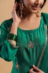 Shop_Ruar India_Green Kurta And Pant Silk Dupatta Organza Embroidery U Neck Set  _Online_at_Aza_Fashions