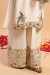 Shop_Ruar India_Beige Kurta And Pant Silk Dupatta Organza Embroidery Round Set  _Online_at_Aza_Fashions