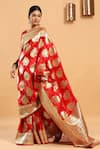 Buy_Ruar India_Red Katan Silk Banarasi Saree With Unstitched Blouse Fabric._at_Aza_Fashions