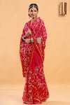 Ruar India_Red Saree Chiffon Embroidered With Blouse  _Online_at_Aza_Fashions