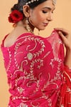 Ruar India_Red Saree Chiffon Embroidered With Blouse  _at_Aza_Fashions