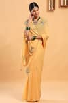 Buy_Ruar India_Yellow Chiffon Placement Embroidered Saree With Blouse _at_Aza_Fashions