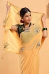 Ruar India_Yellow Chiffon Placement Embroidered Saree With Blouse _Online_at_Aza_Fashions