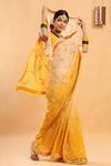 Buy_Ruar India_Yellow Chiffon Embroidered Shaded Saree With Blouse _at_Aza_Fashions