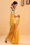 Ruar India_Yellow Chiffon Embroidered Shaded Saree With Blouse _Online_at_Aza_Fashions