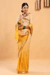 Buy_Ruar India_Yellow Chiffon Embroidered Shaded Saree With Blouse _Online_at_Aza_Fashions