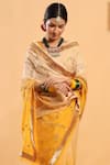 Shop_Ruar India_Yellow Chiffon Embroidered Shaded Saree With Blouse _Online_at_Aza_Fashions