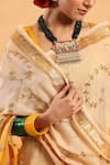 Ruar India_Yellow Chiffon Embroidered Shaded Saree With Blouse _at_Aza_Fashions