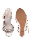 Shop_Chini C_Silver Embroidered Open Toe Ankle Strap Wedges_at_Aza_Fashions