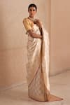 Priyanka Raajiv_White Silk Brocade Banarasi Woven Thread Saree _Online_at_Aza_Fashions