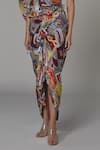 Buy_Saaksha & Kinni_Multi Color Chiffon Printed Abstract Draped Dress _Online_at_Aza_Fashions